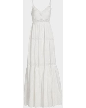 LoveShackFancy Espa Lace-Trim Cotton Maxi Dress - White