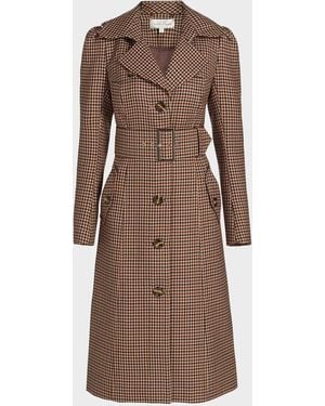 Cara Cara Charlie Houndstooth Trench Coat - Brown