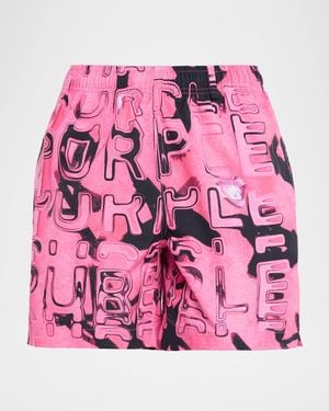 Purple Displaced Logo Swim Shorts - Pink
