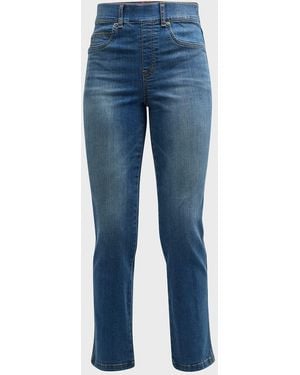 Spanx High-Rise Straight-Leg Denim Jeans - Blue