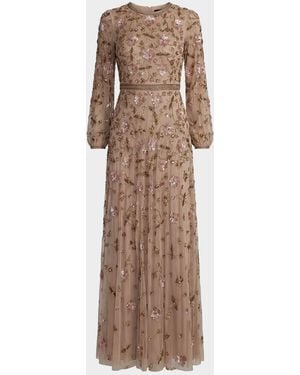Mac Duggal Embellished Tulle Fit & Flare Gown - Natural