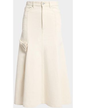 Erdem Tulip Applique Fluted Denim Midi Skirt - Natural