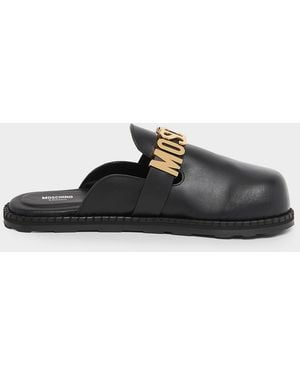 Moschino Apos;S M Logo Leather Mules - Black