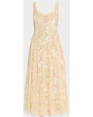 Needle & Thread Confetti Floral Sequin Ballerina Maxi Dress - Natural