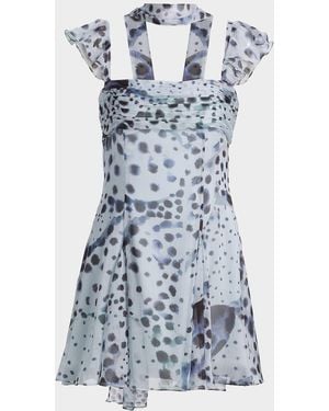 AMUR Reverie Printed Mini Dress - Blue