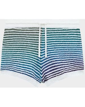 Loewe X Paula & Apos;S Ibiza Stretch Cotton Striped Knit Shorts - Blue