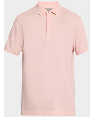 Canali Two-Tone Short-Sleeve Polo Shirt - Pink