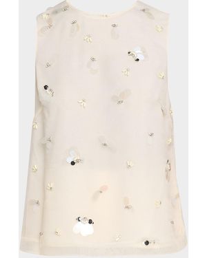Jonathan Simkhai Celia Sequined Sleeveless Top - Natural