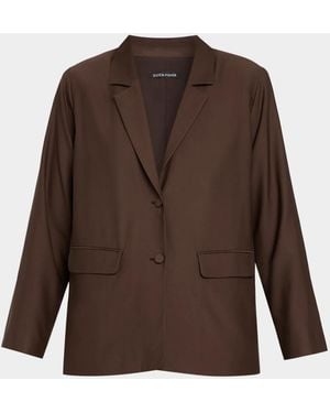Eileen Fisher Woven Single-Breasted Blazer - Brown
