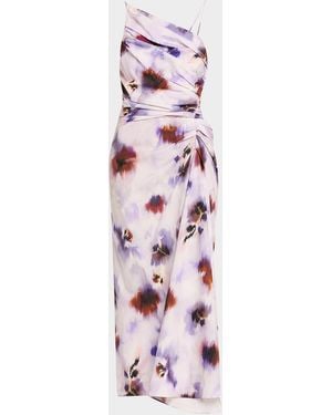 A.L.C. Juno Asymmetric Floral Midi Dress - Pink