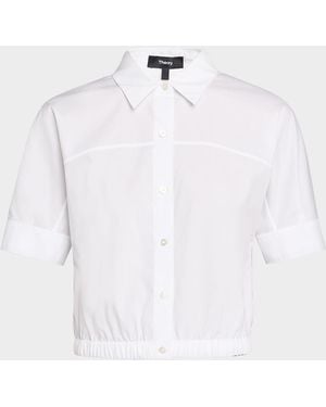 Theory Short-Sleeve Button-Front Shirt - White