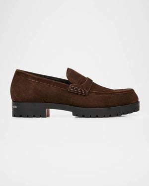 Christian Louboutin Apos;S Cavavin Leather Lug-Sole Penny Loafers - Brown