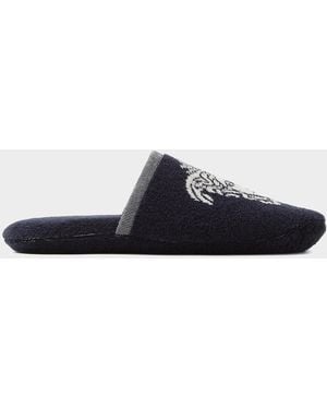 Versace Jacquard Medusa Terry Cotton Bath Slippers - Blue