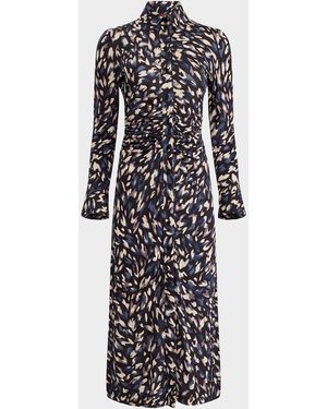 Altuzarra Claudia Abstract Animal Button-Front Maxi Dress - White