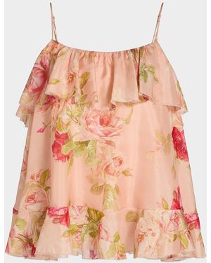 Zimmermann Roselight Printed Silk Cami Top - Pink