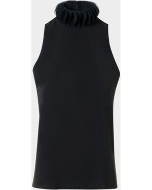 Akris Punto Sculptural Ruffle-Neck Blouse - Black
