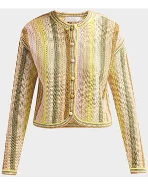 Zimmermann Indra Striped Crochet Cotton Cardigan - Metallic