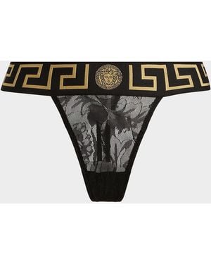 Versace Perizoma Greca Jacquard Thong - Black