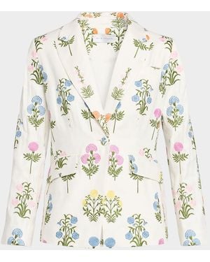 Tahari The Amelia Floral-Embroidered Jacket - White