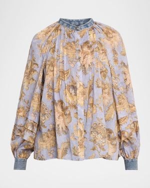 Kobi Halperin Stevie Pintuck Floral-Print Cotton Blouse - Multicolor