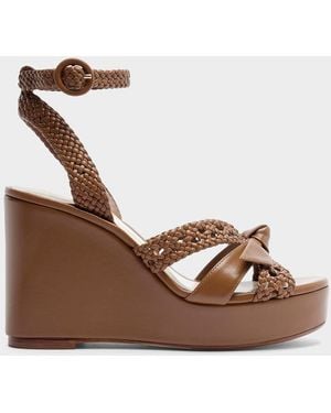 Alexandre Birman Suelita 100Mm Woven Raffia Platform Wedges - Brown