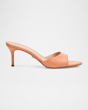 Veronica Beard Tia Embossed Leather Mid-Heel Sandals - Pink
