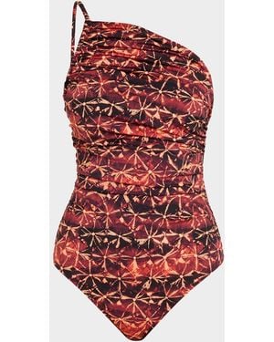 Ulla Johnson Ibiza Ruched One-Piece Swimsuit - Red