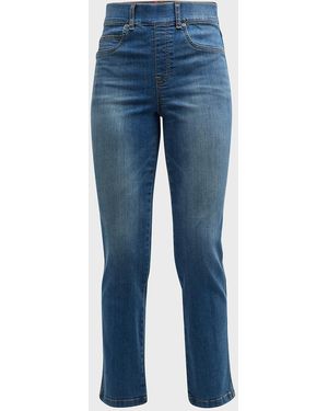 Spanx High-Rise Straight-Leg Denim Jeans - Blue