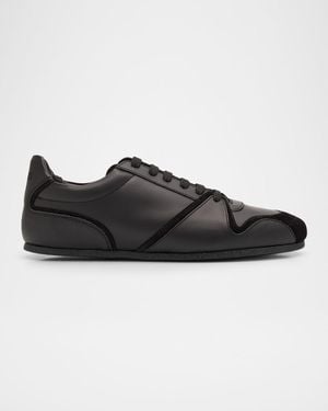 Moschino Leather And Suede Tennis Shoes - Black