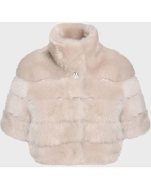 Gorski Reversible Merinillo Lamb Shearling Bolero Jacket With Cropped Sleeves - Natural
