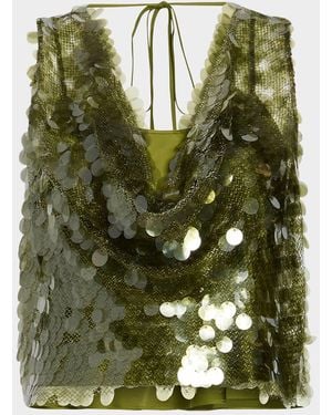 Cinq À Sept Calista Sequined Crop Top - Green