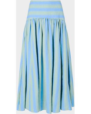 STAUD Procida Linen Skirt Seaport Stripe - Blue