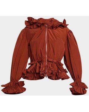 AKNVAS Lovise Ruffled Taffeta Jacket - Red