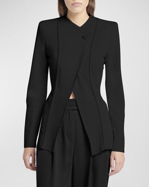 Giorgio Armani Stretch Viscose Asymmetrical Knit Jacket - Black