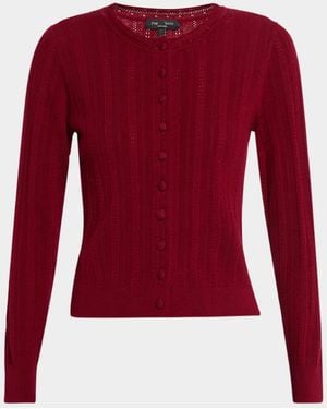Rag & Bone Rhodes Pointelle Crewneck Cardigan - Red