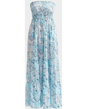 Lilly Pulitzer Anali Printed Strapless Cover-Up Midi Dress - Blue