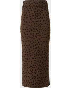 Akris Punto Leopard Jacquard Knit Midi Tube Skirt - Brown