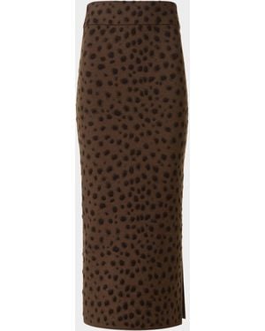 Akris Punto Leopard Jacquard Knit Midi Tube Skirt - Brown