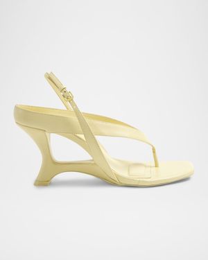 Jonathan Simkhai Darya Leather Wedge Thong Sandals - Metallic