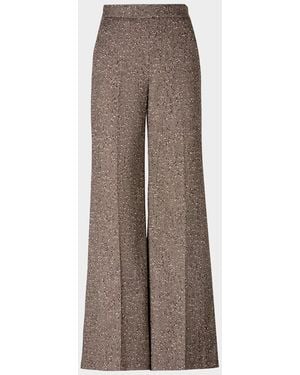 Smythe Herringbone Tweed Wide-Leg Pants - Brown