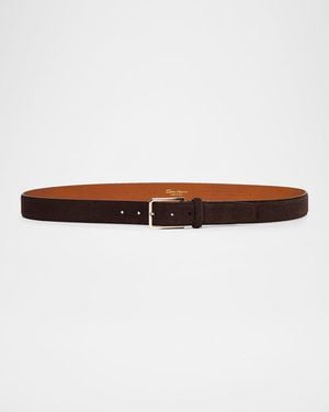 Santoni Apos;S Suede Buckle Belt - White