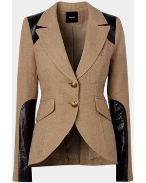 Smythe Linen-Virgin Wool Equestrian Blazer - Natural