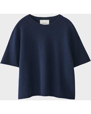 Lisa Yang Cila Short-Sleeve Cashmere T-Shirt - Blue
