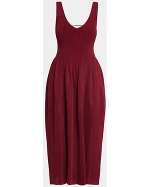 Altuzarra Lollie V-Neck Sleeveless Fit-And-Flare Midi Dress - Red
