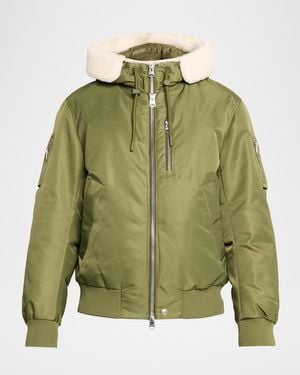 Mackage Apos;S August Bomber Jacket With Shearling-Trimmed Hood - Green