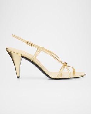 Versace 80Mm Valentina Metallic Leather Sandals - White