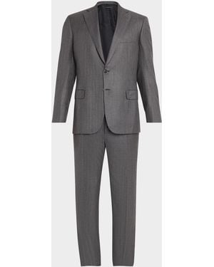 Brioni Apos;S Tonal Herringbone Wool-Silk Two-Piece Suit - Gray
