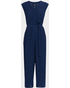Eileen Fisher Sleeveless Crinkled Jumpsuit - Blue