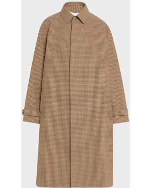 Brandon Maxwell Quinn Houndstooth Single-Breasted Driving Coat - Natural