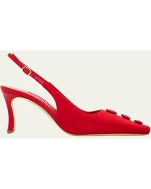 Manolo Blahnik 70Mm Alexapla Suede Slingback Pumps - Red